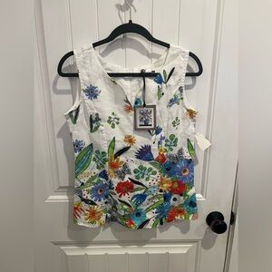 Art Simply by Dolcezza Linen Floral Sleeveless Top NWT XS